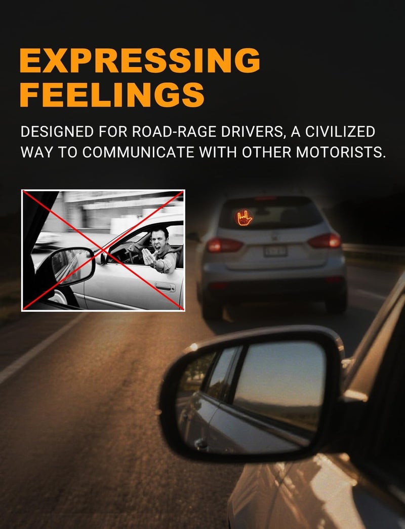 ALDST Car Finger Light with Remote, Hand Gesture Amber LED Light - 14 Modes for Road Rage Warning Signs Ideal Car Accessory Christmas Xmas Gift for Men Women - Image 2